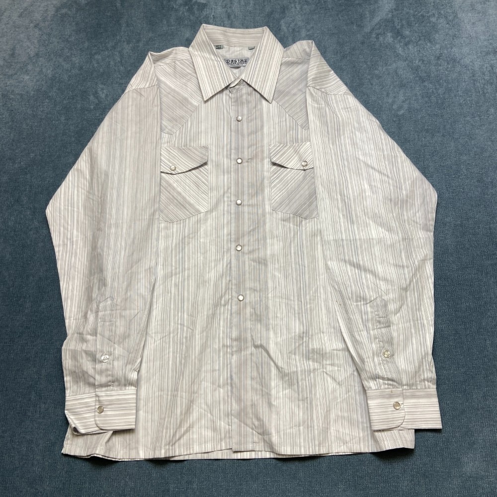 Vintage Desire Collection Western Shirt Mens Medium Multicolor Stripe Pearl Snap